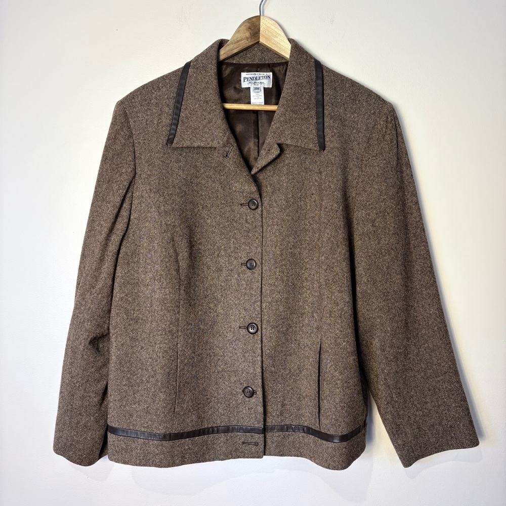 Pendleton Brown Wool Blend Button Front Blazer Jacket
